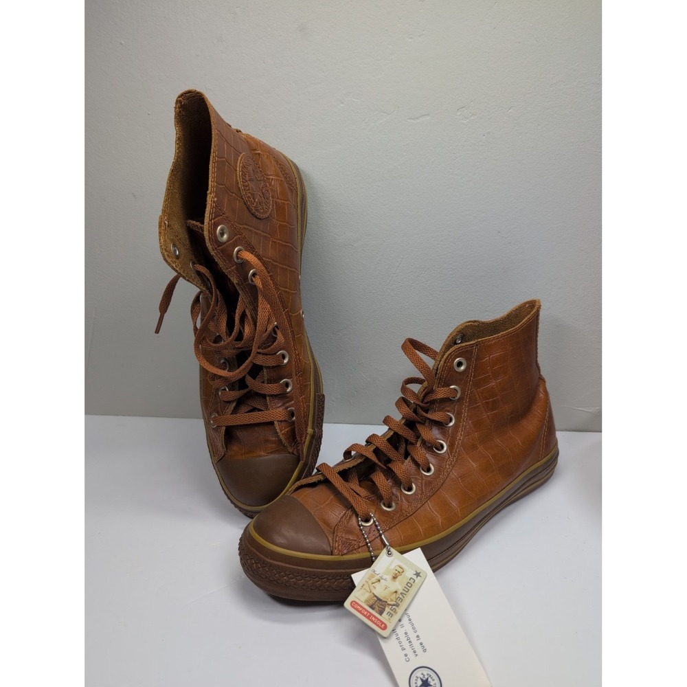Converse All Star, Brown Crocodile Leather High Top, Unisex M10 W12 NEW